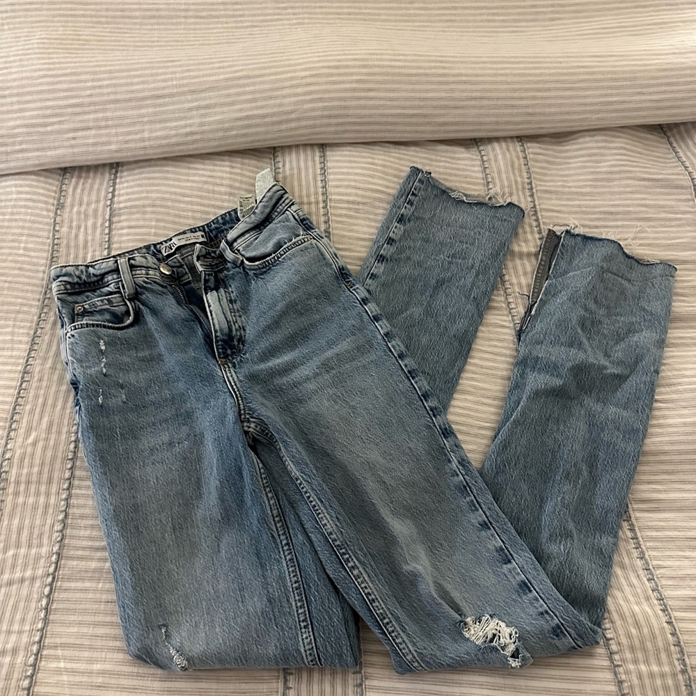 Zara split hem jeans